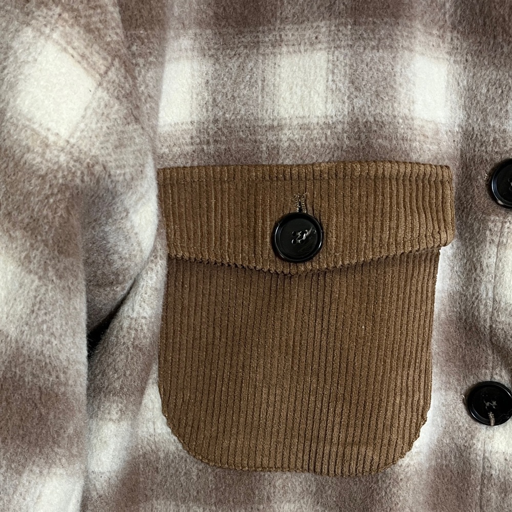 Vigoss Brown Cream Checkered Button Jacket - Picture 5 of 16